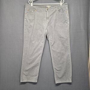 Woman Within Pants Womens 20W Grey Fine Wale Corduroy Straight Leg Stretch